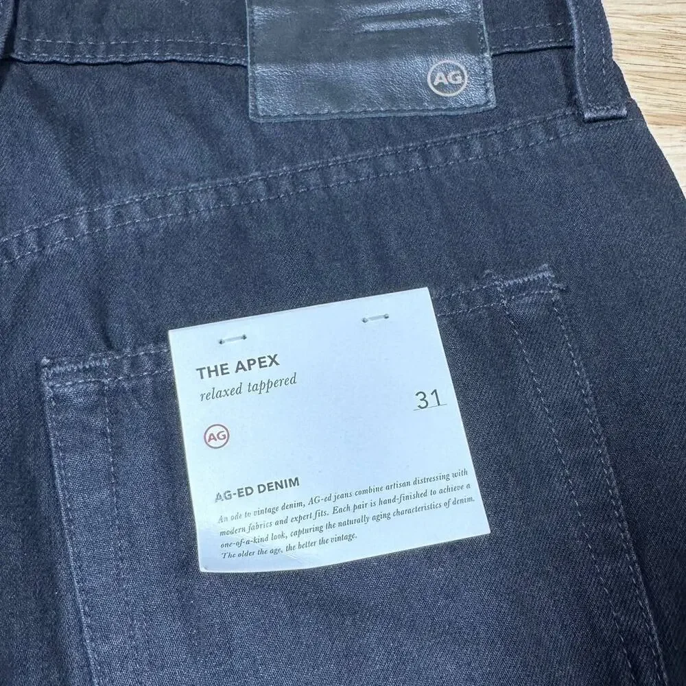 AG Adriano Goldschmied NWT The Apex Relaxed Tapered Jean Black Size 31R Mid Rise